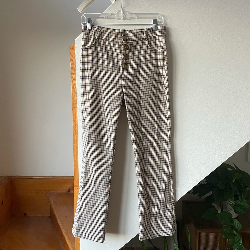 Zara plaid knit crop flair pants